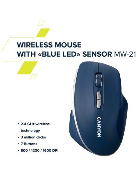 CANYON mouse MW-21 BlueLED 7buttons Wireless Burgundy Red