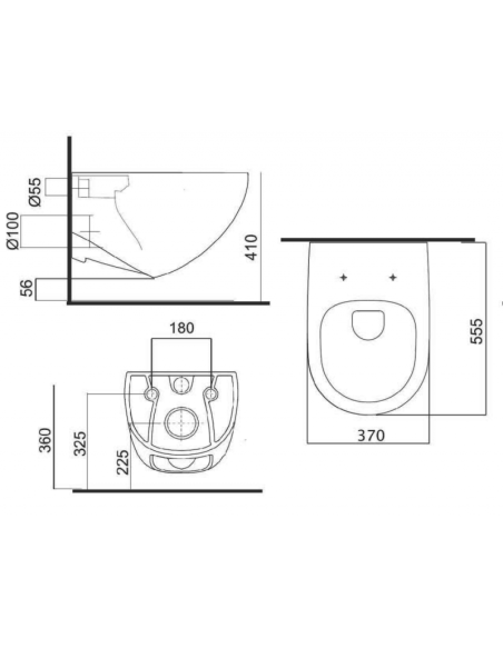 Висяща тоалетна Fluenta Rimless с капак Slim