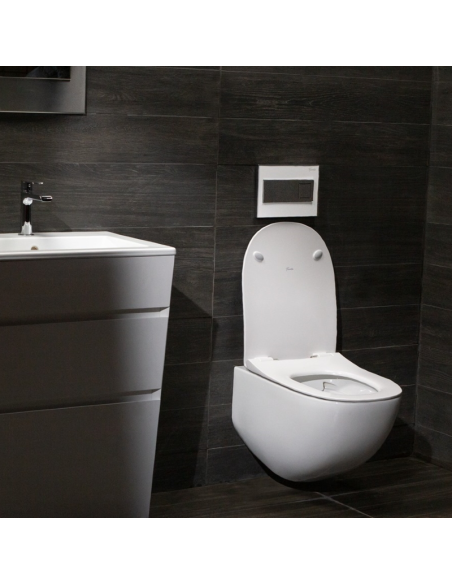 Висяща тоалетна Fluenta Rimless с капак Slim