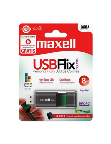 USB памет MAXELL FLIX, USB 2.0, 8GB, ЧЕРЕН