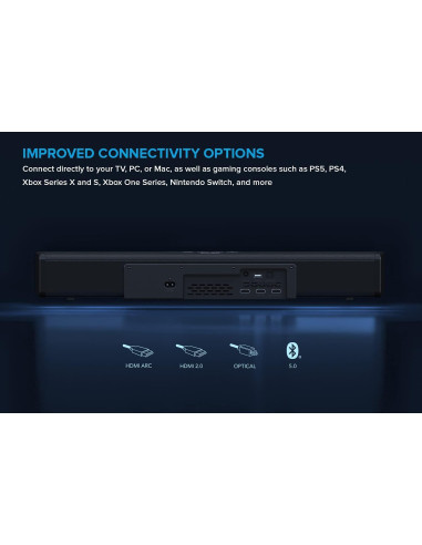 Звукова система 2.1 Creative Stage 360, Bluetooth 5.0, Dolby Atmos, HDMI 2.0, ARC, Черен