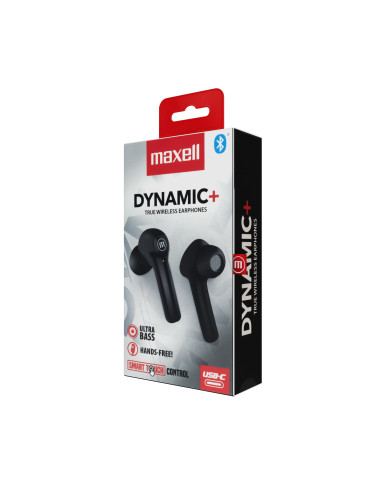 Блутут слушалки MAXELL Dynamic, Докинг кутийка, True Wireless, Черни