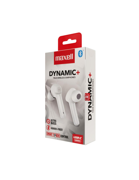Блутут слушалки MAXELL Dynamic, Докинг кутийка, True Wireless, Бяли