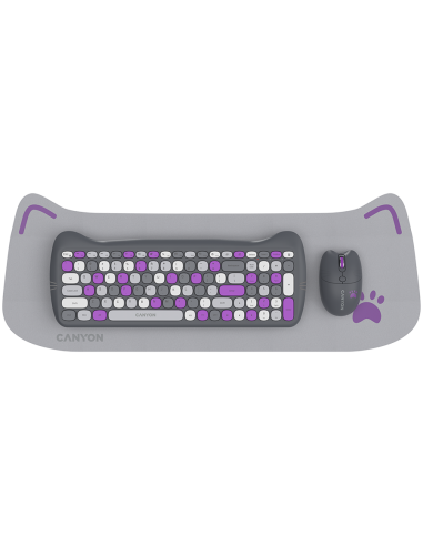 CANYON HSET-W6 Keyboard+Mouse Kitty Edition AAA+АА Wireless Violet