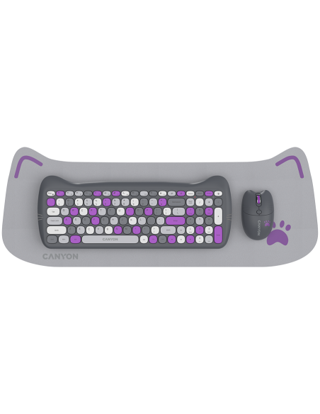 CANYON HSET-W6 Keyboard+Mouse Kitty Edition AAA+АА Wireless Violet