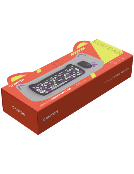 CANYON HSET-W6 Keyboard+Mouse Kitty Edition AAA+АА Wireless Violet