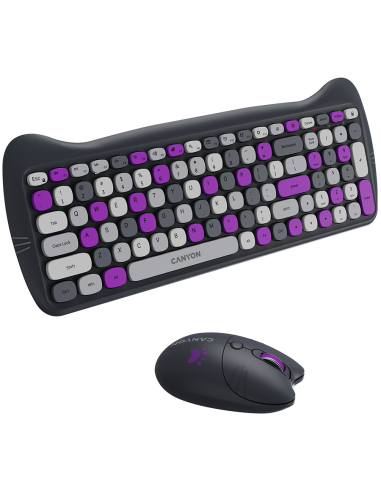 CANYON HSET-W6 Keyboard+Mouse Kitty Edition AAA+АА Wireless Violet