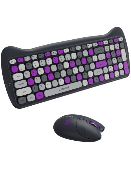 CANYON HSET-W6 Keyboard+Mouse Kitty Edition AAA+АА Wireless Violet