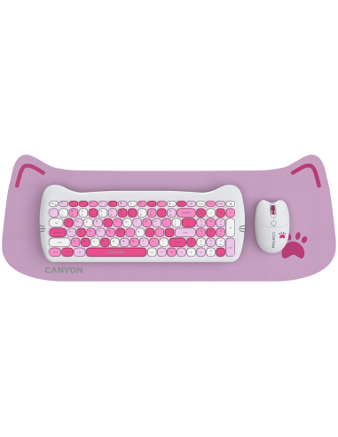 CANYON HSET-W6 Keyboard+Mouse Kitty Edition AAA+АА Wireless Pink