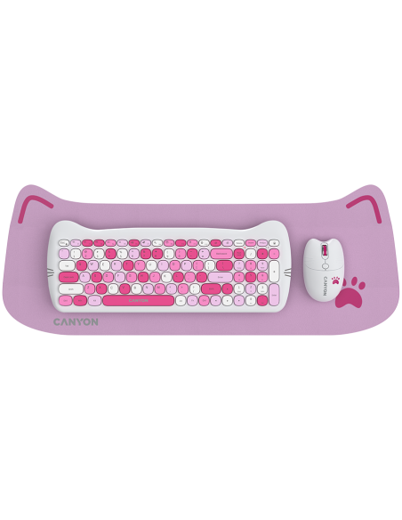 CANYON HSET-W6 Keyboard+Mouse Kitty Edition AAA+АА Wireless Pink