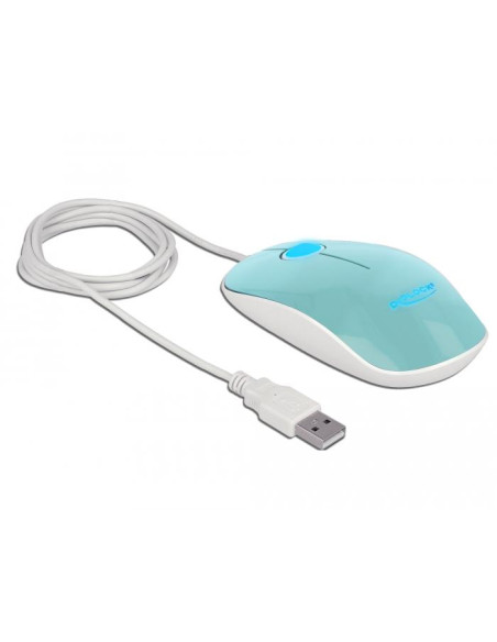 Оптична мишка DeLock, USB-A, Кабел 1.3 м, USB, 1200 dpi, Tюркоаз
