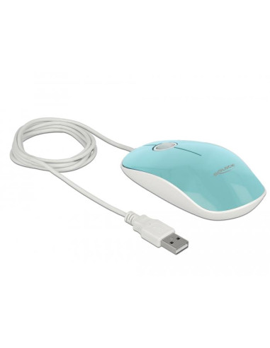 Оптична мишка DeLock, USB-A, Кабел 1.3 м, USB, 1200 dpi, Tюркоаз