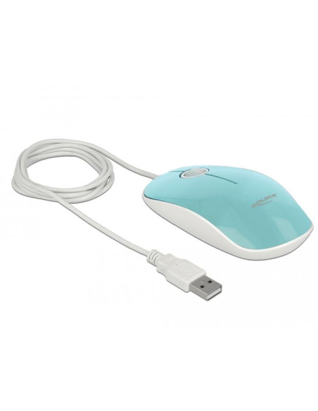 Оптична мишка DeLock, USB-A, Кабел 1.3 м, USB, 1200 dpi, Tюркоаз