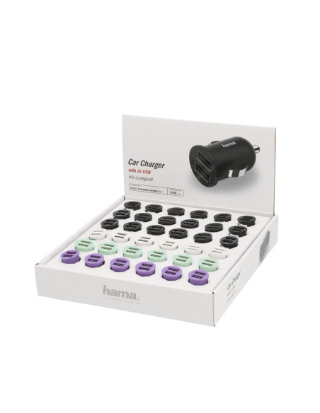 Зарядно за кола HAMA, 2 x USB, 2.4 A, Различни цветове