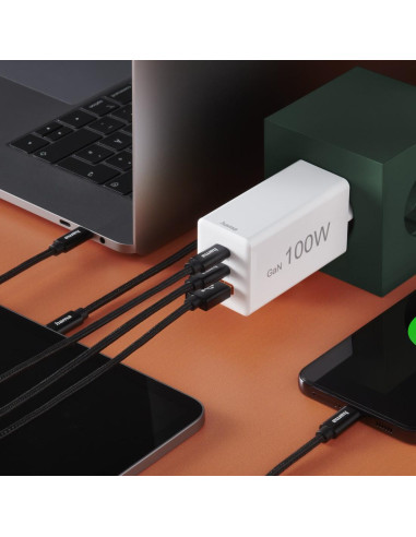 HAMA Бързо зарядно 220V, 100 W GaN, 2x USB-C PD, 1x USB-A QC