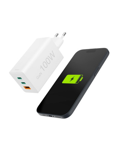 HAMA Бързо зарядно 220V, 100 W GaN, 2x USB-C PD, 1x USB-A QC