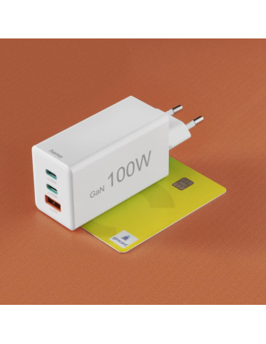 HAMA Бързо зарядно 220V, 100 W GaN, 2x USB-C PD, 1x USB-A QC