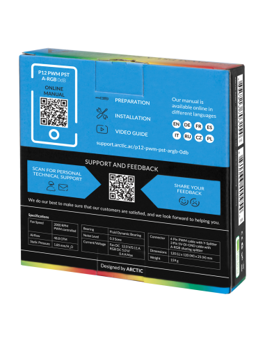 Вентилатор ARCTIC P12 Black, A-RGB, 120mm