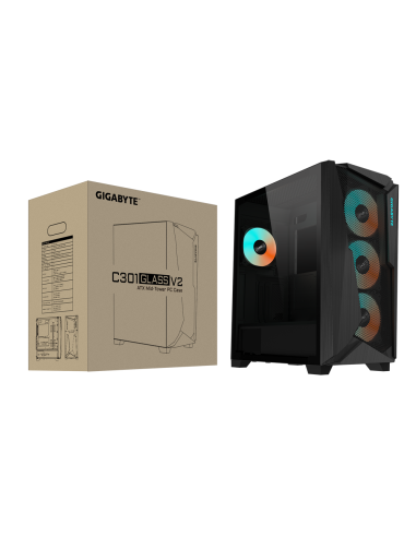 Кутия Gigabyte C301 Black V2, TG, Mid-Tower