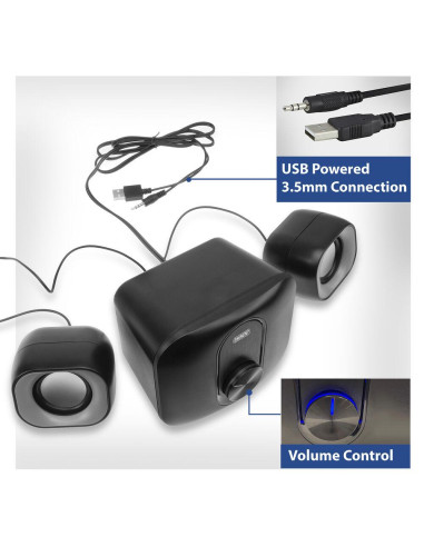 Озвучителна система EWENT Eminent 2.1, 3.5 mm, USB, 11W