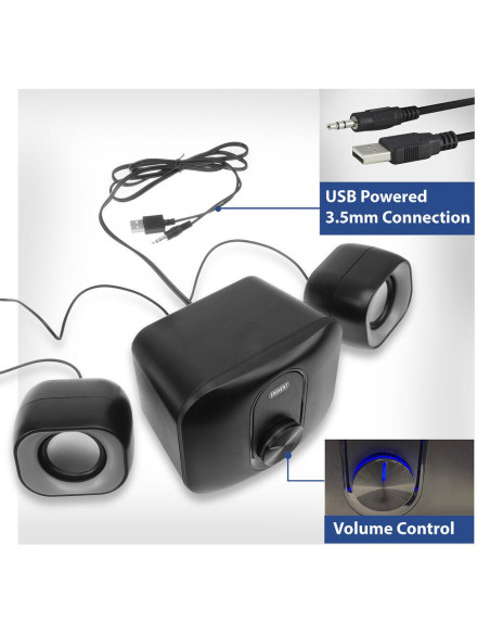 Озвучителна система EWENT Eminent 2.1, 3.5 mm, USB, 11W