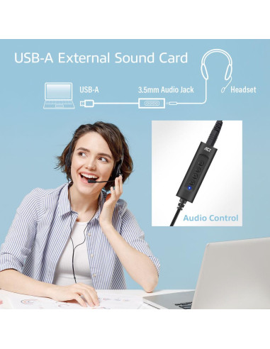 Звукова карта Ewent AC9360, 2.0, USB, 3.5 mm, Черна