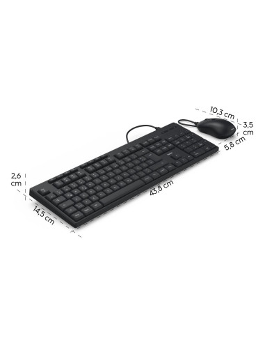 HAMA Жичен комплект клавиатура и мишка CKM-200, USB-A, USB-C