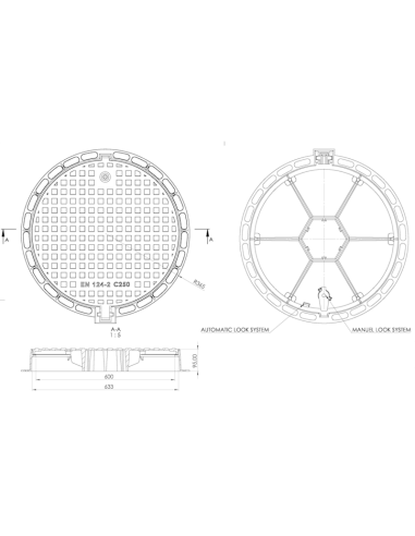 Чугунен капак Ф600 C250 /P/ H95