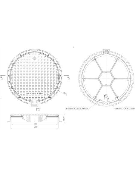 Чугунен капак Ф600 C250 /P/ H95