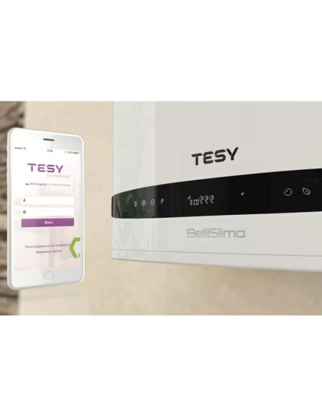 Електрически бойлер TESY BelliSlimo Cloud Dry с WIFI управление и варовити води 65л. 2200W, вертикален