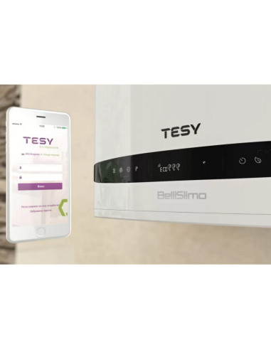 Електрически бойлер TESY BelliSlimo Cloud Dry с WIFI  управление и варовити води 40л. 2200W, вертикален