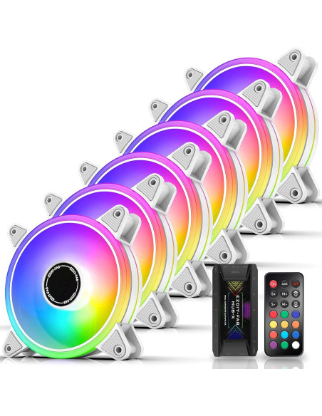 Комплект вентилатори EZDIY-FAB Moonlight White RGB PWM 120mm - 6 Pack