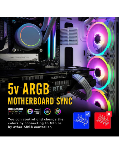 Комплект вентилатори EZDIY-FAB Moonlight White RGB PWM 120mm - 6 Pack