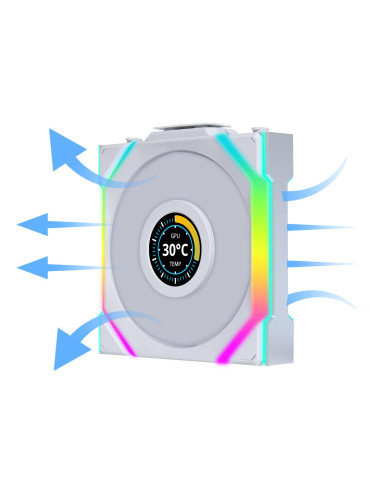 Вентилатор Lian Li UNI FAN SL Wireless LCD Reverse Blade ARGB PWM - 120 mm Бял