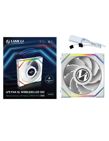 Вентилатор Lian Li UNI FAN SL Wireless LCD Reverse Blade ARGB PWM - 120 mm Бял