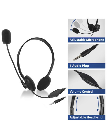 ACT Слушалки с микрофон, 3.5mm жак, 2м