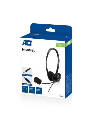 ACT Слушалки с микрофон, 3.5mm жак, 2м