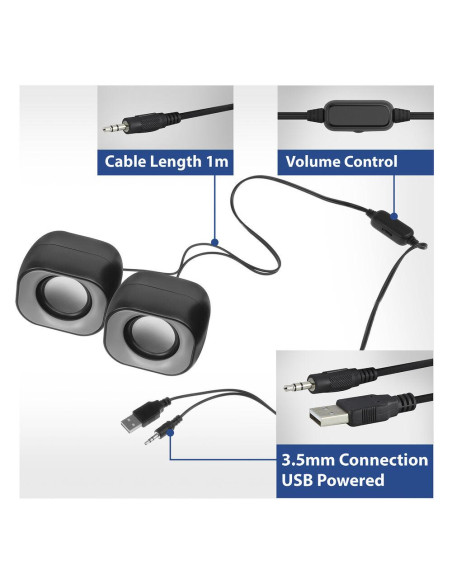 ACT Стерео колонки Eminent 2.0, USB захранване, 2 х 3W