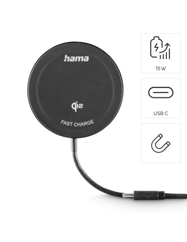 HAMA Безжично зарядно устройство Qi2, 15 W, черно,