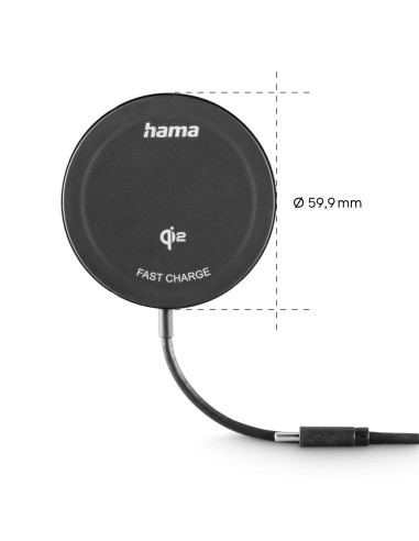 HAMA Безжично зарядно устройство Qi2, 15 W, черно,