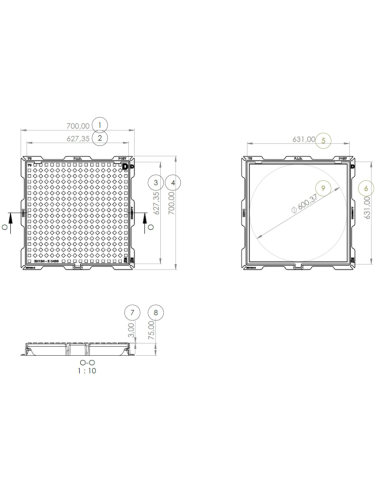 Чугунен капак 600x600 D400 /P/ H75