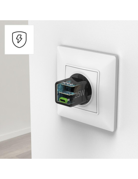 HAMA Бързо мини зарядно 220V, USB-C, PD/Qualcomm, 25 W, черен