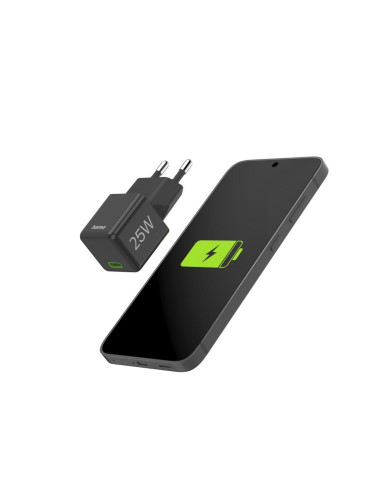 HAMA Бързо мини зарядно 220V, USB-C, PD/Qualcomm, 25 W, черен