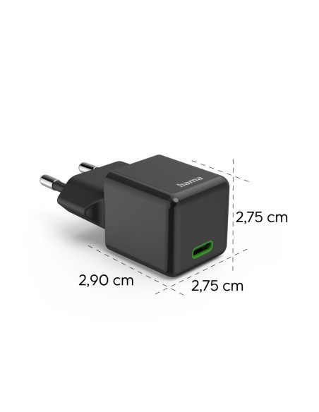HAMA Бързо мини зарядно 220V, USB-C, PD/Qualcomm, 25 W, черен