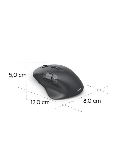 HAMA Мишка -bdquo,WM-900-ldquo, мултифункционална, ергономична, Bluetooth, батерия, RGB, черна