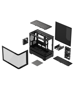 Кутия ASUS Prime AP202 ARGB mATX + 3 ARGB Вентилатора - Black 2