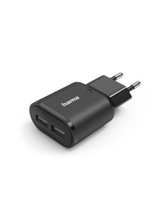 Зарядно HAMA 220V, 2 x USB-A, 12W, Черен
