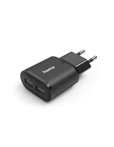 Зарядно HAMA 220V, 2 x USB-A, 12W, Черен