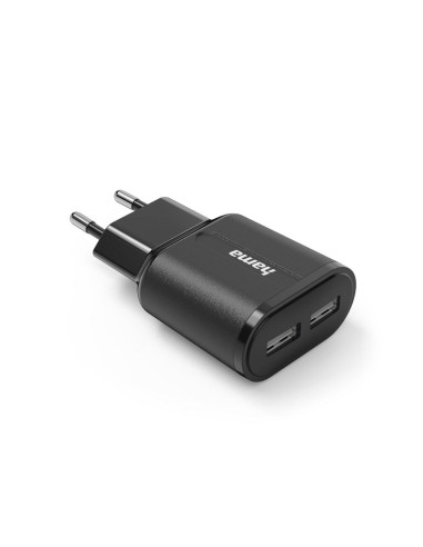Зарядно HAMA 220V, 2 x USB-A, 12W, Черен
