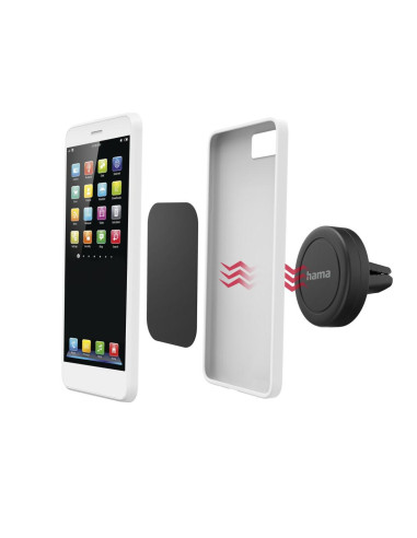 Стойка за телефон Hama Magnet, За кола, Въртене на 360 градуса, Черен